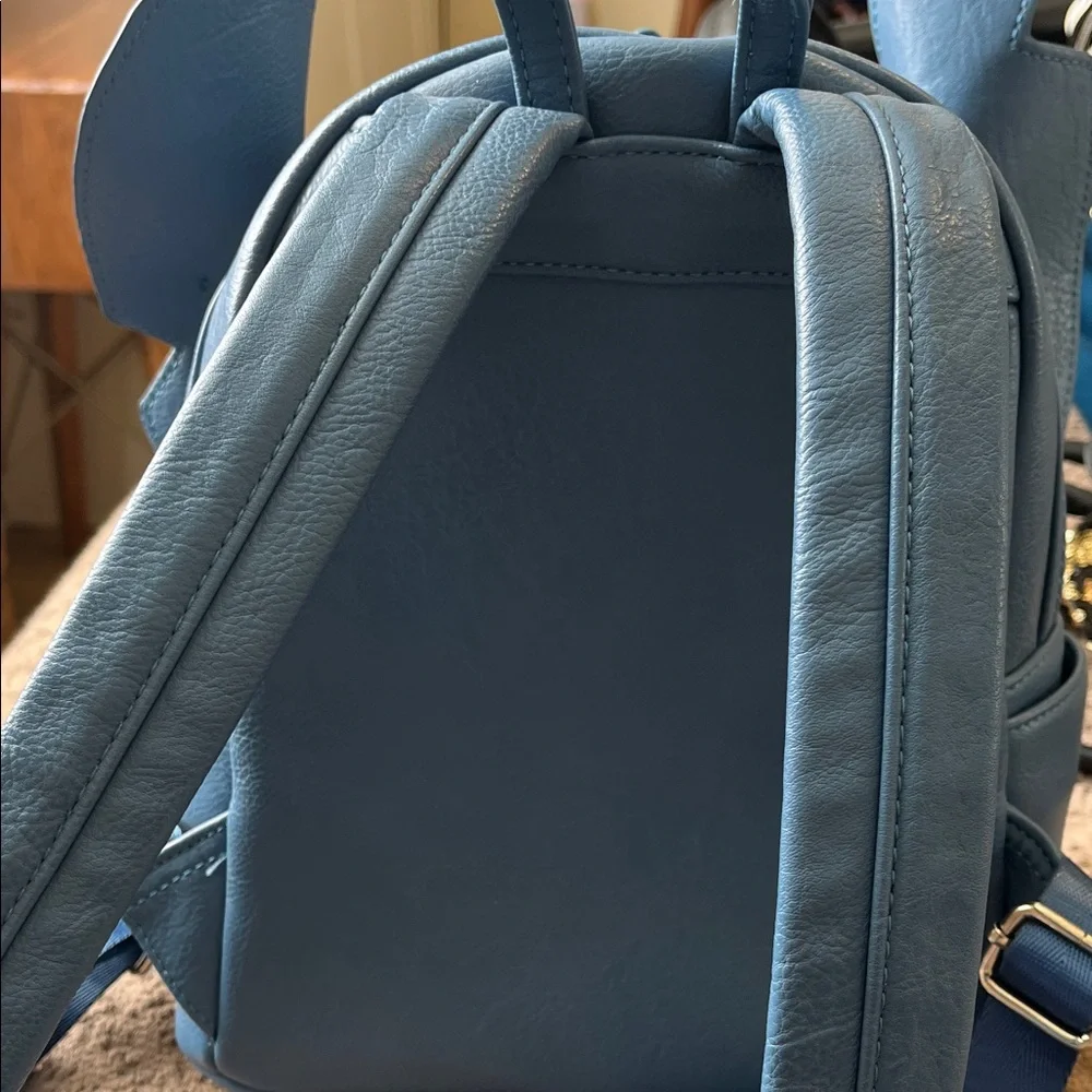 Loungefly Stitch Face Blue Mini Backpack with Teal & Pink Accents